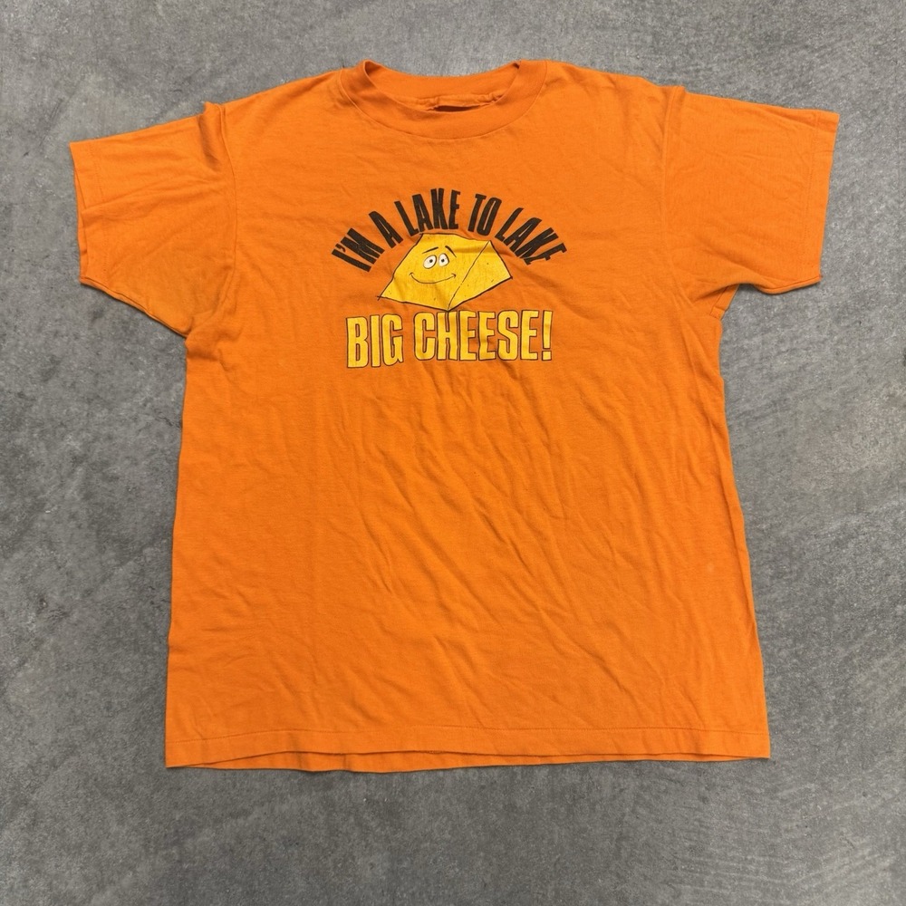 80's Wisconsin Cheese T-Shirt Orange Lake to Lake Single Stitch Small